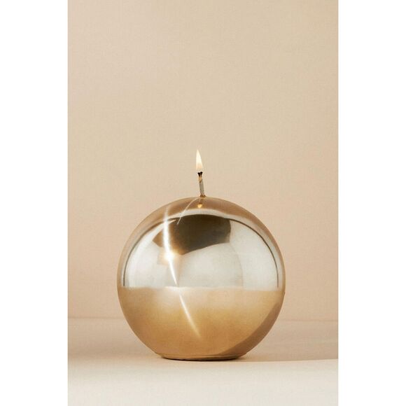 Anthropologie Metallic Sphere Candle Gold Large - Picture 1 of 1